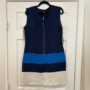 Sleeveless color block dress w/ gold zipper drop waist by Landry size 12